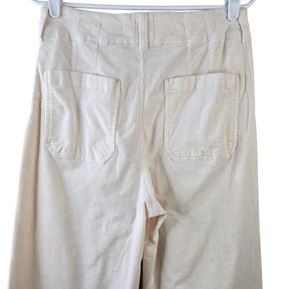 Maeve Colette Pants Size 30 Cream White Corduroy High Waisted Crop Wide Leg Crop - Picture 7 of 12
